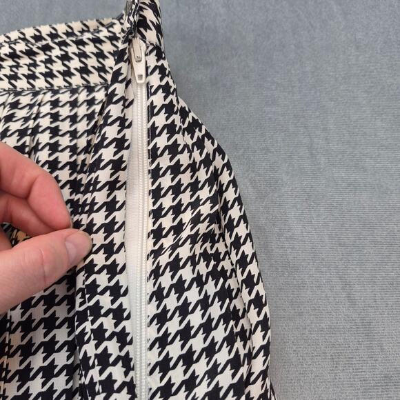 Vtg Silk Maxi Pleated Houndstooth Skirt 6 Geoffrey Alexander For Private Agenda - Picture 8 of 8